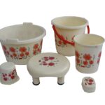HARIWARE 6 Pcs Bathroom Accessories Set.Heavy Dusty Plastic Printed Bath Set. Made of 100% Virgin Unbreakable Plastic,Includes Bucket,Tub,Mug,Stool,Soap...