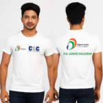 CSC E-Governance Services India Limited White Polyester Men's Regular Fit Half Sleeve T-Shirt