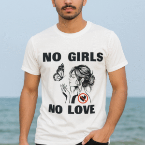 No Girls No Love Printed Polyester Tshirt