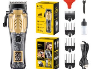 HTC CT-7202 luxury professional hair clipper with transparent design and LED display