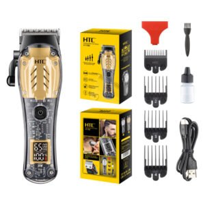 HTC CT-7202 luxury professional hair clipper with transparent design and LED display