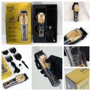 HTC CT-7202 luxury professional hair clipper with transparent design and LED display