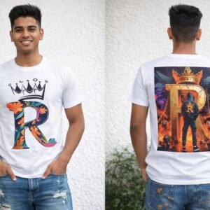 Men’s Printed Cotton T-Shirt – White (Front & Back Design)