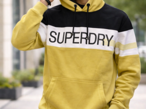 Men’s Winter Hoodie – Yellow & Black Superdry Style