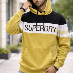 Men’s Winter Hoodie – Yellow & Black Superdry Style