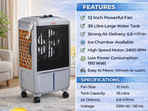 Sanddy CYCLON Personal Air Cooler – 35 Litre, 12 Inch Fan