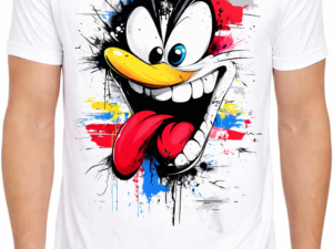 Crazy Cartoon Face – Graffiti Style Printed T-Shirt (Unisex)