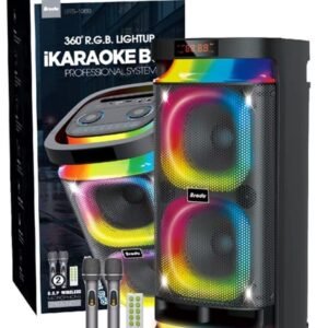Brodu iKaraoke Bluetooth Party Speaker with RGB Light and Dual Wireless Microphones