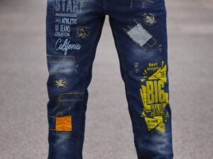 Men Printed Blue Denim Jeans – Stylish Casual Wear